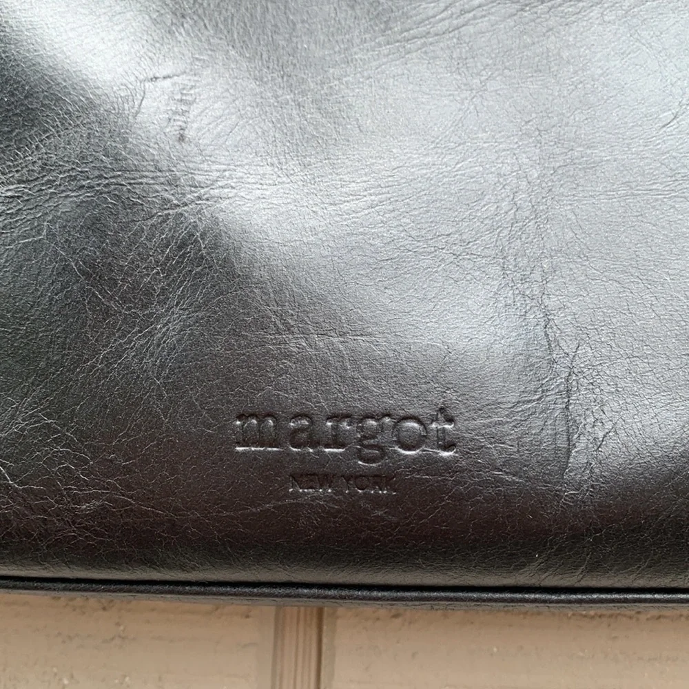 𝅺margot NEW YORK Black Leather and Old English Brass Hobo Bag
